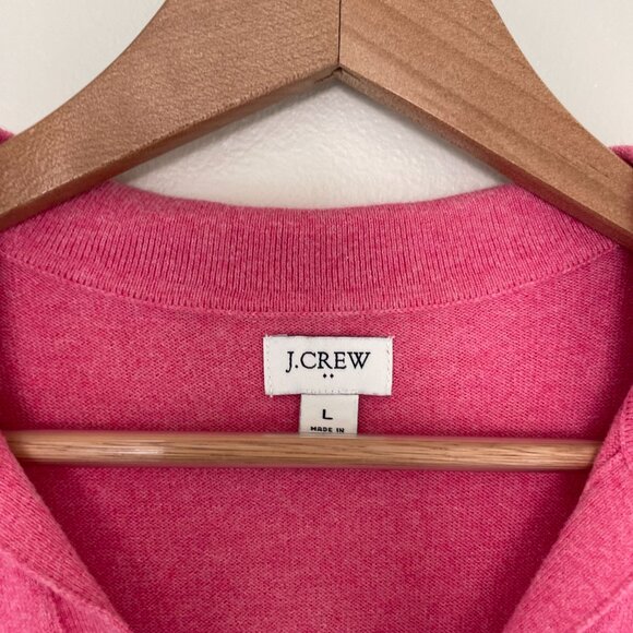 J Crew Cotton Blend Short Sleeve Polo Sweater Heather Pink Rose Size Large - Picture 3 of 5